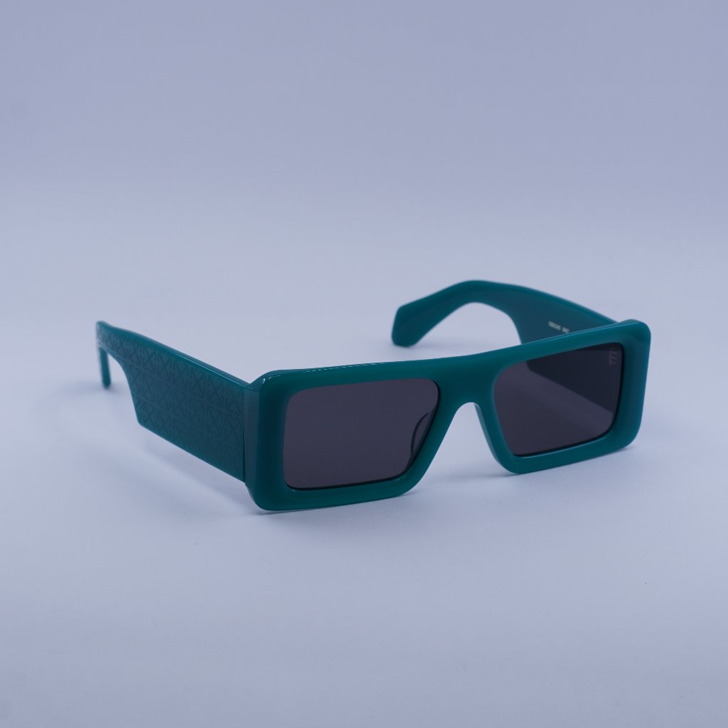 Off-White Oeri140 Troy 5907 Sunglasses Teal Rectangle Frame, Dark Grey Lenses